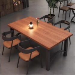 Table Catering Commercial Bar Barbecue Bar Restaurant Industrial Style Dining Table Rectangular Iron Cafe Table and Chair Combination
