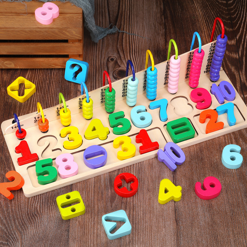 Counter math teaching aids Primary school first grade arithmetic toys Wooden abacus counting rack Children's puzzle abacus rack