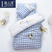 Cotton kindergarten quilt quilt head LOGO embroidered student kit three-piece set for childrens nap cotton quilt six-piece set