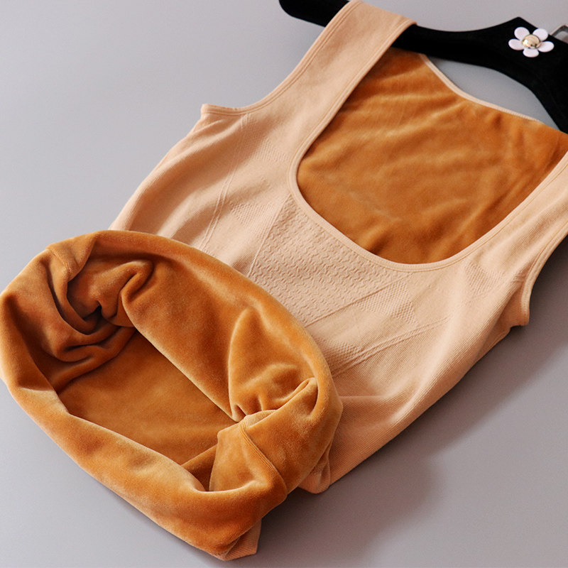 Warm vest women's thickening and velvet body sculpting chest support winter close-fitting cotton heating clothing to wear a bottoming tight top