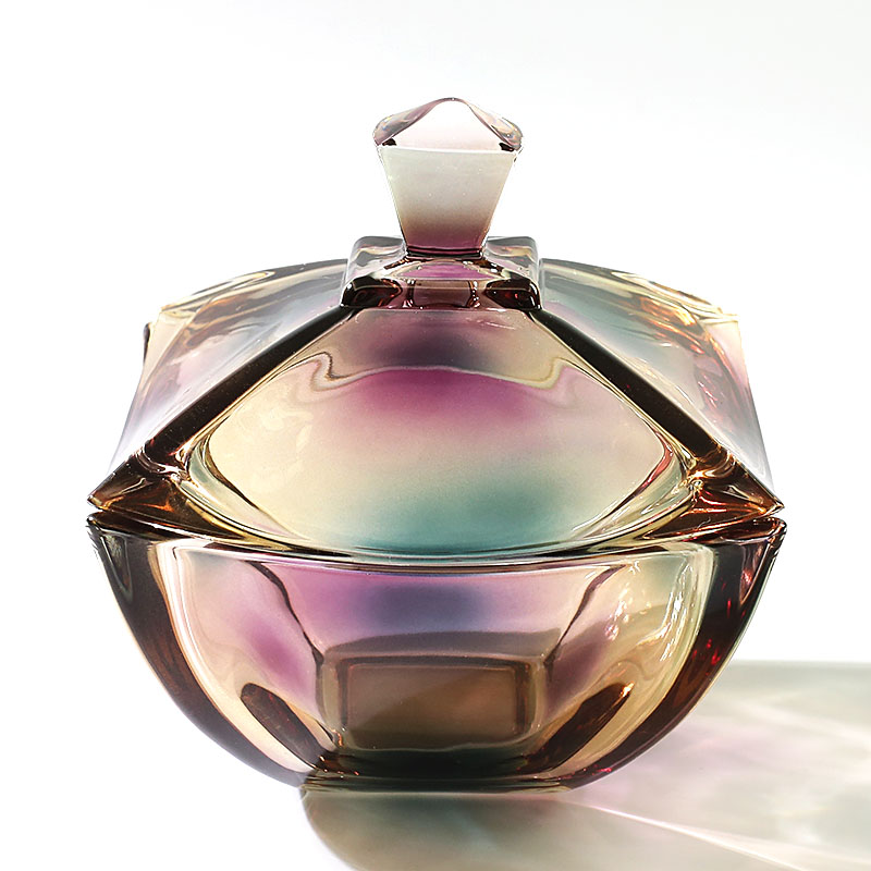 Light luxury jewelry crystal glassware storage jar candy jar sugar jar with lid ornament ornament living room storage jar