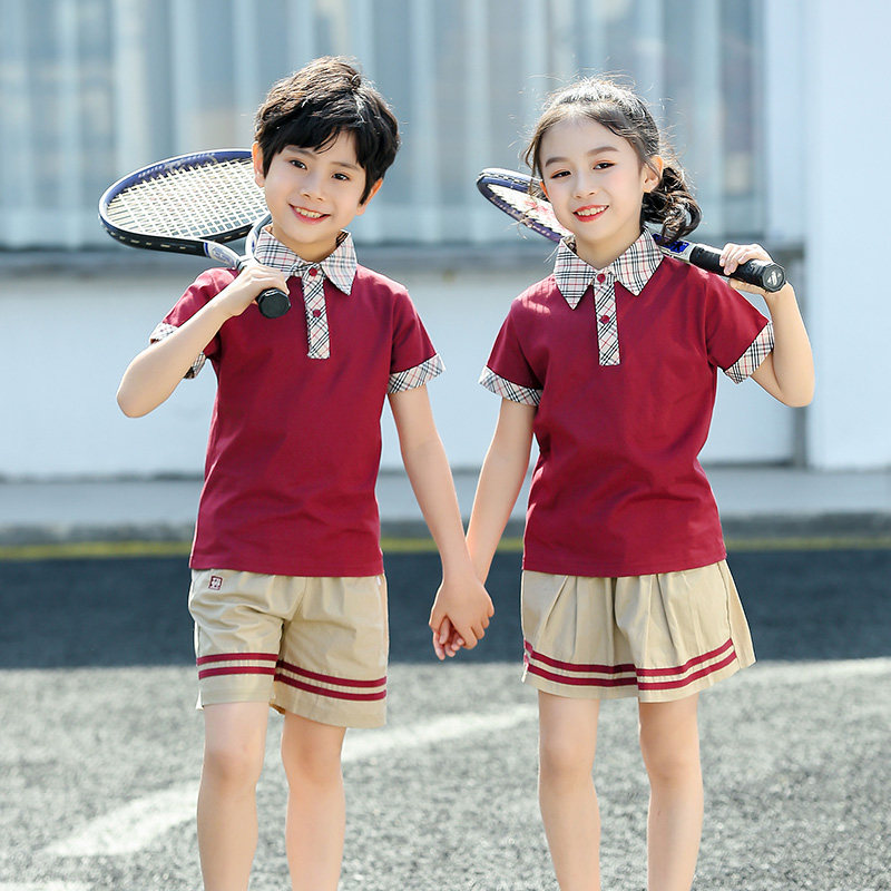 Zhuhai City's Xiangzhou District Primary School District Primary School Uniforms Autumn Clothing Class Clothes Pure Cotton Short Sleeve Summer Dress Card Its Color Boy Suit Summer