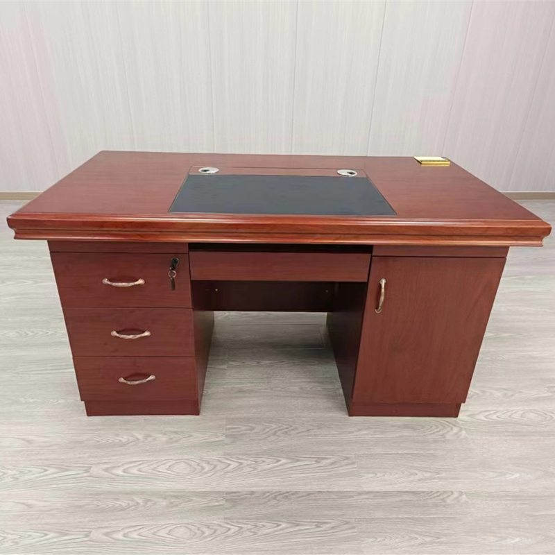 Desk Single Computer Desk Office Staff Desk Guangdong Walnuts Wooden Leather Paint Table 12 1 4 m 1 6-Taobao