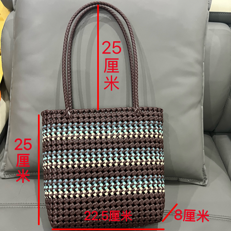 [Finished Product] Handmade Color-Blocked Single-Shoulder Handbag, Fashionable and Versatile, Enhances One's Temperament, Imitation Rattan Weaving, Women's Gift