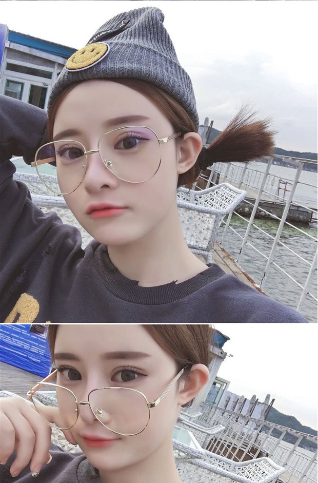 Kính tròn retro gió nữ nữ phiên bản Hàn Quốc dễ thương của thủy triều ulzzang lưới màu đỏ cá tính kính cận