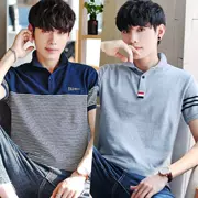 Áo thun cotton nam mùa hè 2018 ngắn tay nửa cổ chữ V tay áo ve áo polo phiên bản Hàn Quốc xu hướng quần áo nam