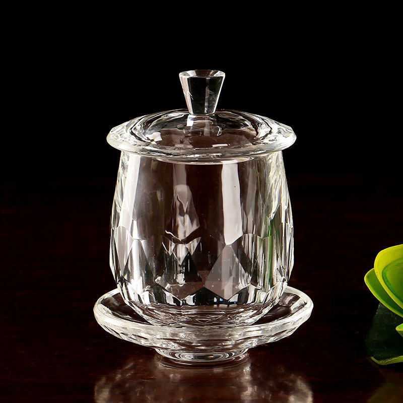 Buddha front water supply cup for Buddha cup Crystal Buddhist supply cup Water purification cup with lid Glass transparent holy water cup