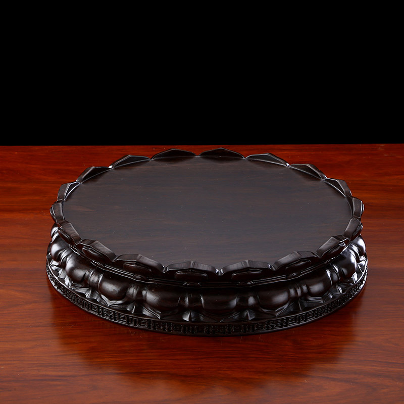 Buddha Table Add High Black Purple Sandalwood Solid Wood Handicraft Wood Base Base Log Guanyin Buddha Statue Lotus Base