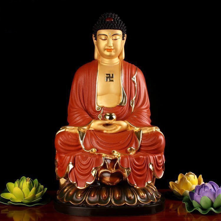 Taiwan Bronze-Cure Gold Pure Bronze Buddha Statue Buddha Statue Buddha Statue Buddha Statue of Sakyamuni Buddha Buddha Statue at the mercy of the Buddha