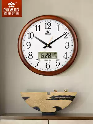 Bawang clock New Chinese wall clock living room home atmosphere solid wood mute quartz clock European style retro simple clock