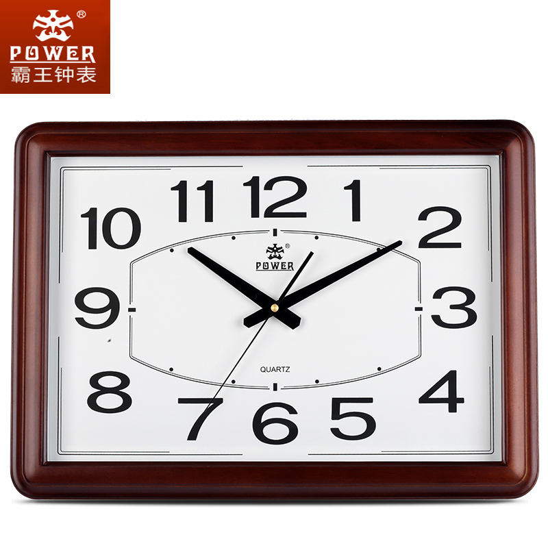 Bawang clock large solid wood square wall clock Chinese retro living room home wall watch simple mute clock