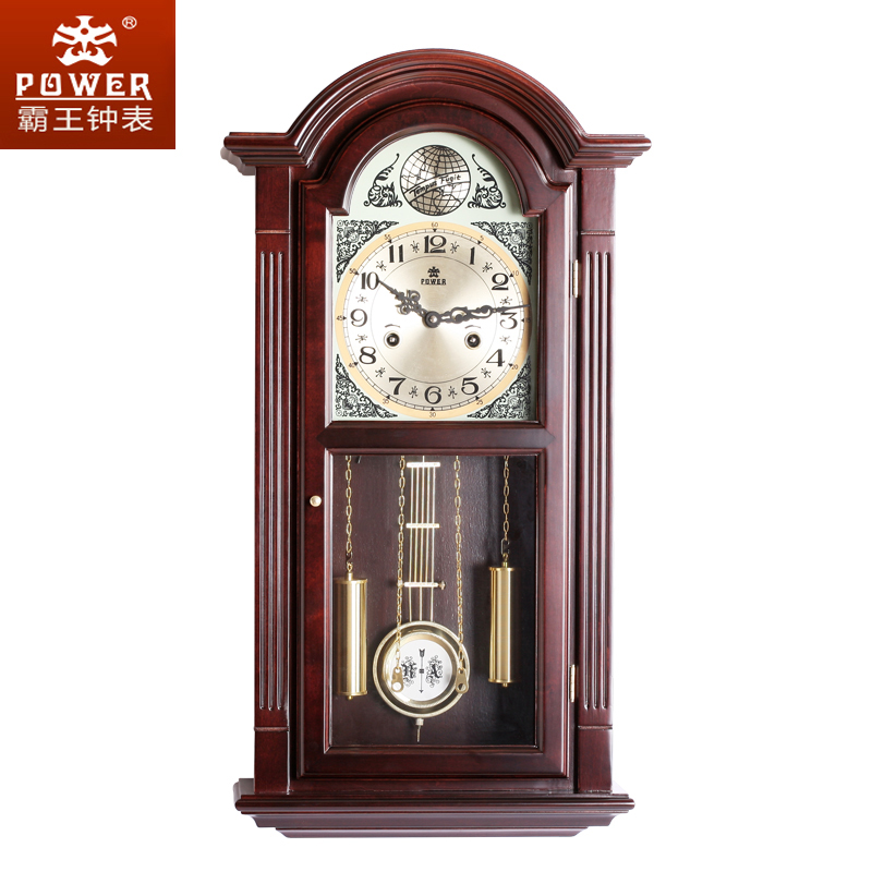 Barking and watch Chinese Classical solid wood hanging table Living room Home European-style vintage Brief about the whole point of mechanical hanging clock
