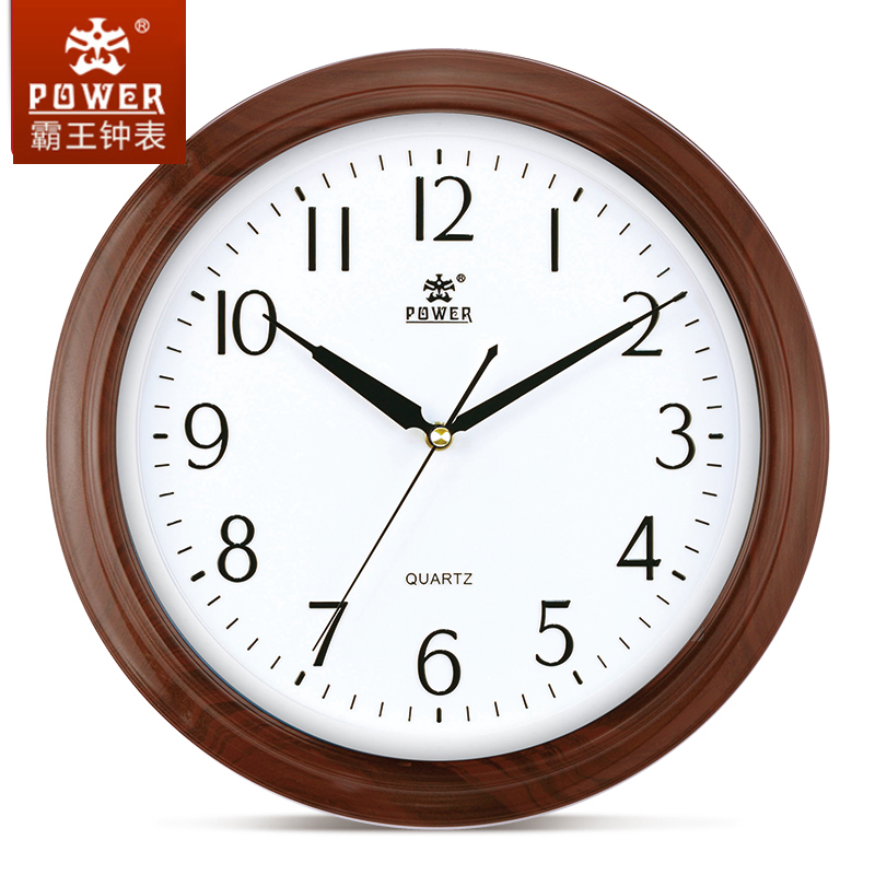 Barking watch Living room Home hanging bell mute minimalist fashion hanging table New Chinese imitation wood grain color electronic quartz clock