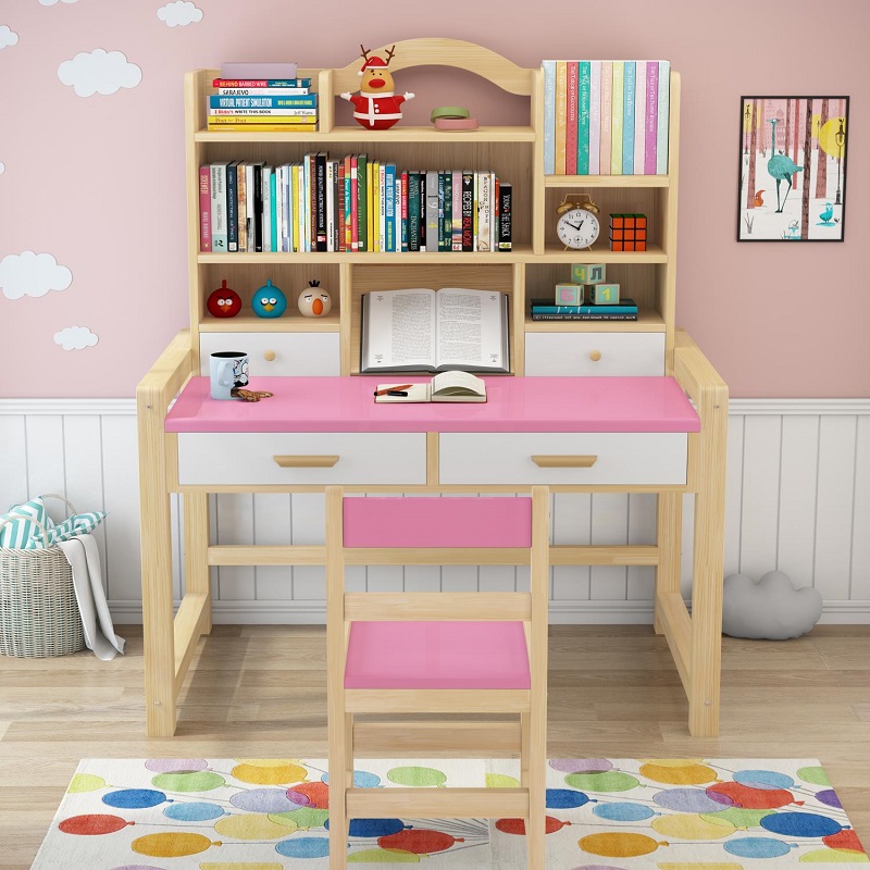 Solid wood children's study table simple home desk chair set primary and secondary school students work desk boy girl desk