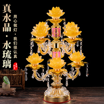 Led seven items of seven colored crystal glazed rotation for the Buddhas Lotus lamp Buddha for the lamp Guanyin Buddha Former long Ming lantern lotus lamp