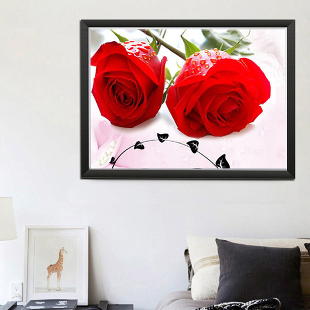 5d sơn kim cương đầy đủ kim cương kim cương thêu khâu phòng ngủ nhỏ lễ kỷ niệm đám cưới kim cương hoa hồng điểm dán sơn nề - Công cụ & phụ kiện Cross-stitch tranh thêu chữ thập mẹ quan âm