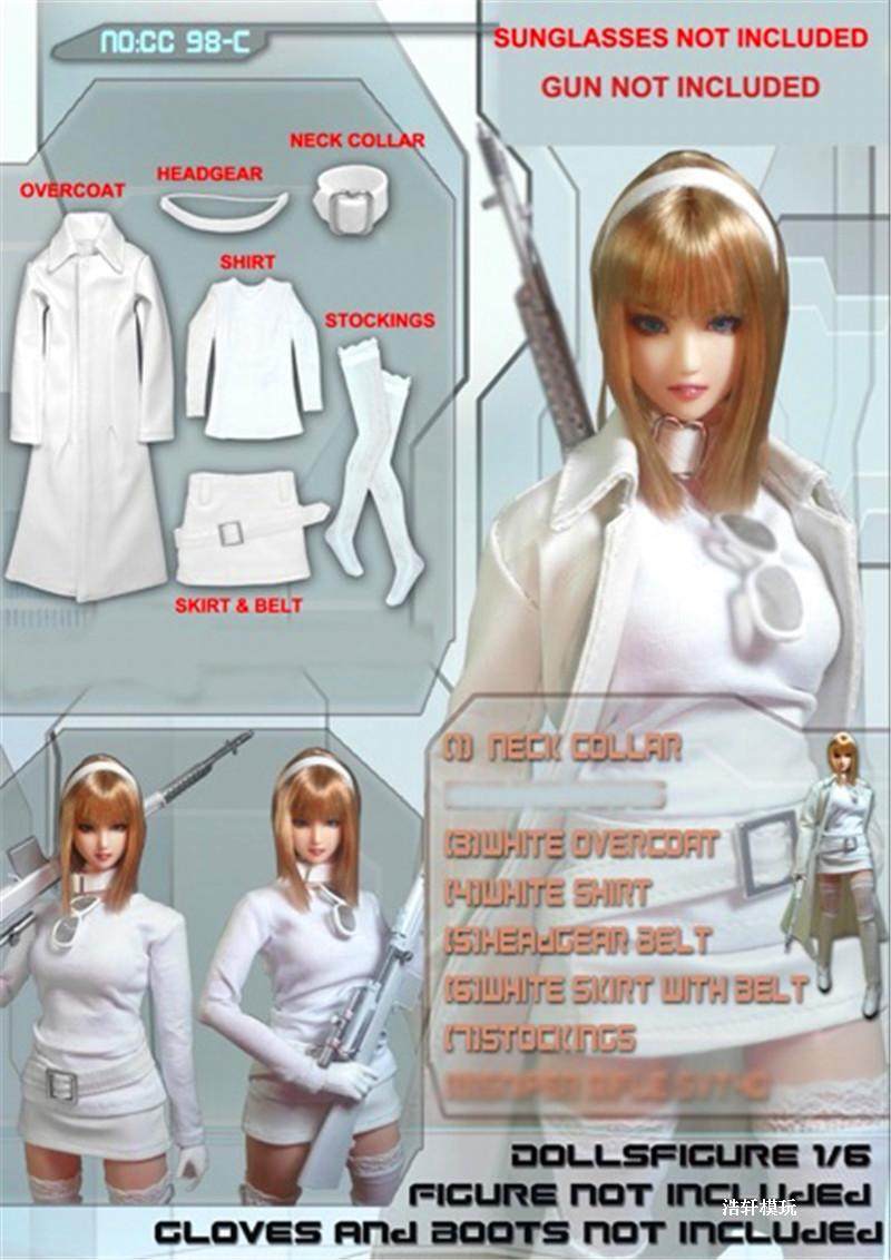 1:6 female soldier white leather suit 12 inches female soldier clothing set spot