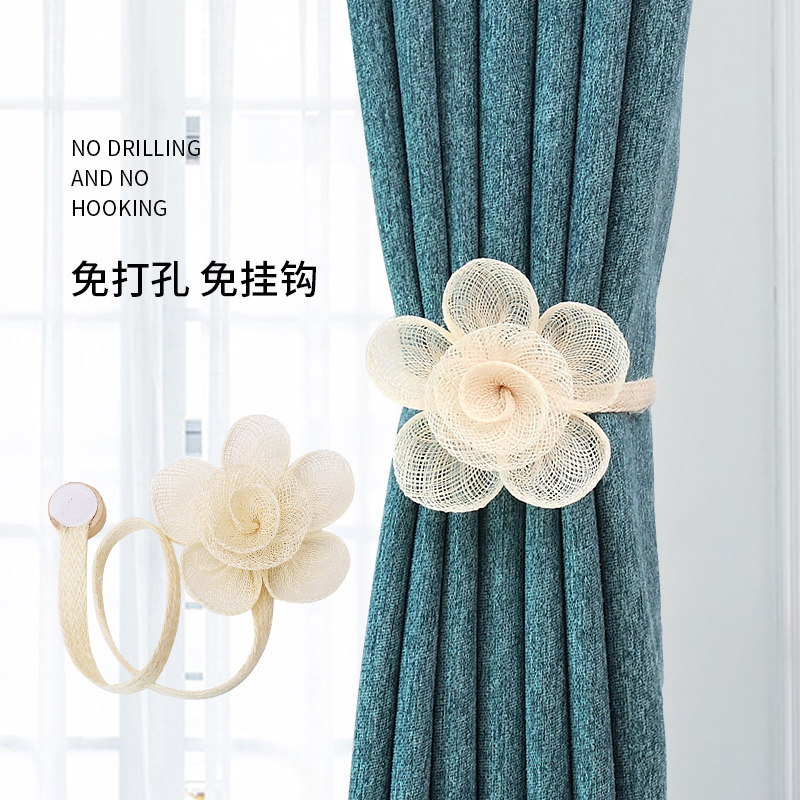 Magnet curtain straps a pair of Nordic creative curtain buckle straps cute tied rope curtain strap fixed flower clip