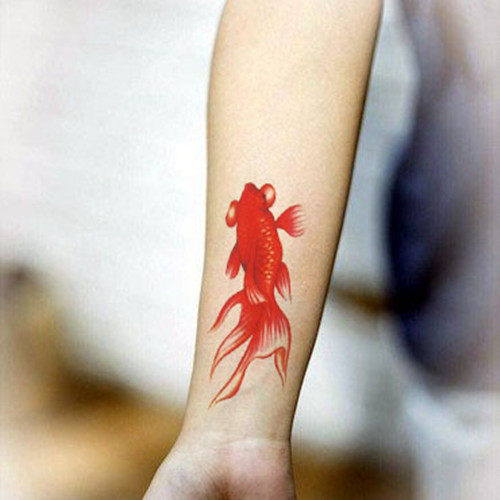 Wrist Tattoo Sticker Red Fish Sexy Thigh Waterproof Persistent Cute Goldfish Ankle Tattoo Glued Chest Front Collarbone Patch