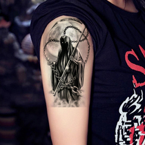 Skull under the moon death tattoo stickers waterproof mens and womens long-lasting flower arm dark arm chest totem simulation tattoo