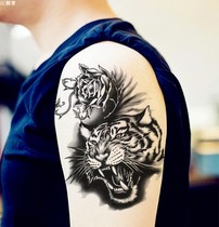 New tattoo tiger head tattoo sticker waterproof male flower arm arm leg chest long-lasting simulation tiger tiger tattoo