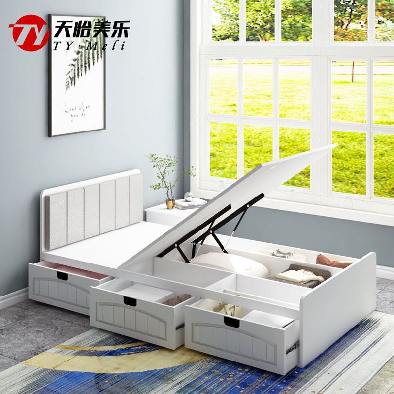Customized single tatami bed air pressure storage 1 2 meters Nordic high box children's drawer board bed double storage
