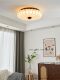 French-Style Vintage Fabric Print Bedroom Ceiling Lamp, Retro Wabi-Sabi Style Living Room Study Solid Wood Southeast Asian Style Master Bedroom Lamp
