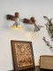 Vintage Bedside Lamp for Bedroom, Retro Bauhaus Solid Wood Living Room Study Rotatable Reading Lamp, Corridor Aisle Wall Lamp