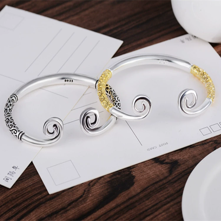 Vòng tay thần chú chặt chẽ retro nam và nữ cặp vợ chồng sinh viên đơn giản đôi vàng và bạc của vòng đeo tay bằng vàng Sun Wukong Ruyi