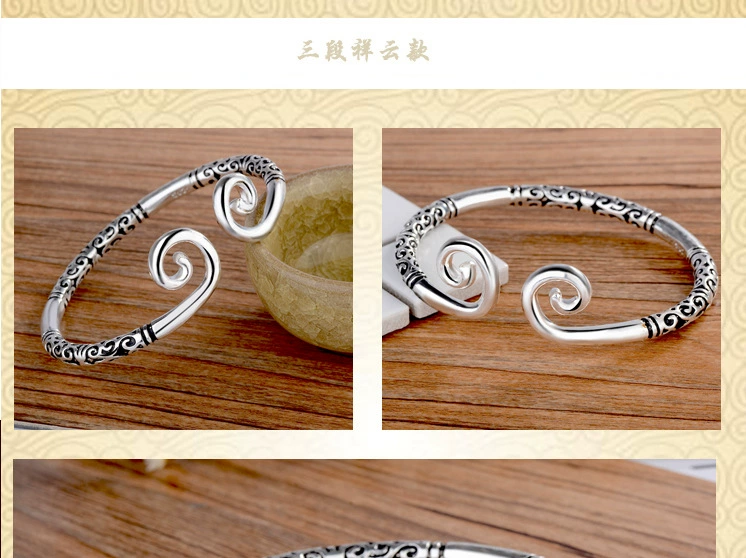 Vintage Xiangyun vòng đeo tay hoop chặt vàng vòng đeo tay hoop vàng Qiti Dading Dingshen pin nam và nữ vòng tay vòng đá thạch anh