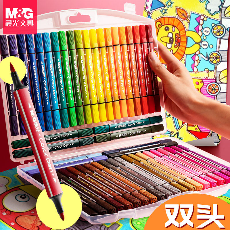 晨光可水洗水彩笔24色36色彩笔儿童幼儿园小学生专用彩色笔涂色画画美术绘画粗软头颜色笔无毒安全画笔一年级
