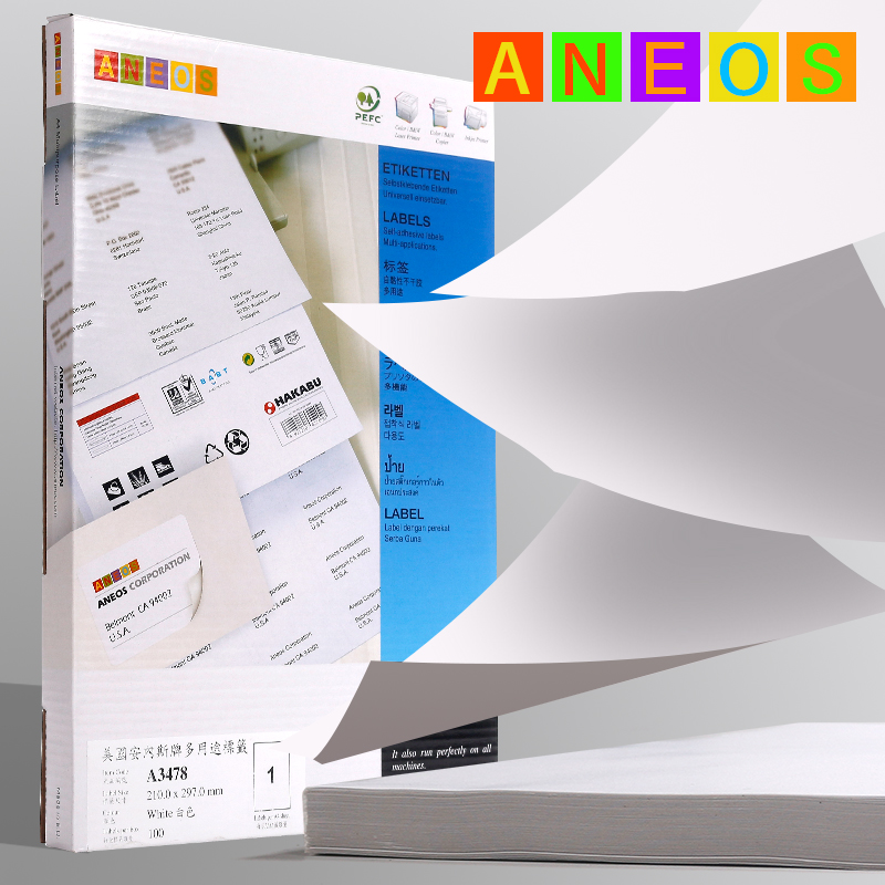 USA ANEOS ANEOS a4 Self-adhesive Copy Paper Label Sticker Cutting White Adhesive Multi-purpose A7651 A7160 A3421 A7168 A7165