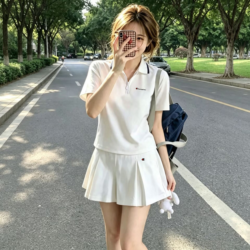 Japanese-Style Champion Embroidered Tennis Outfit Casual Suit Skirt for Women, New Summer Sports Style Polo Dress Two-Piece Set Japanese-Style Champion Embroidered Tennis Outfit Casual Suit Skirt for Women, New Summer Sports Style Polo Dress Two-Piece Set