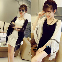 Plus size plus size womens sun protection clothing spring and summer 200 pounds fat MM chiffon shirt small shawl lace cardigan jacket