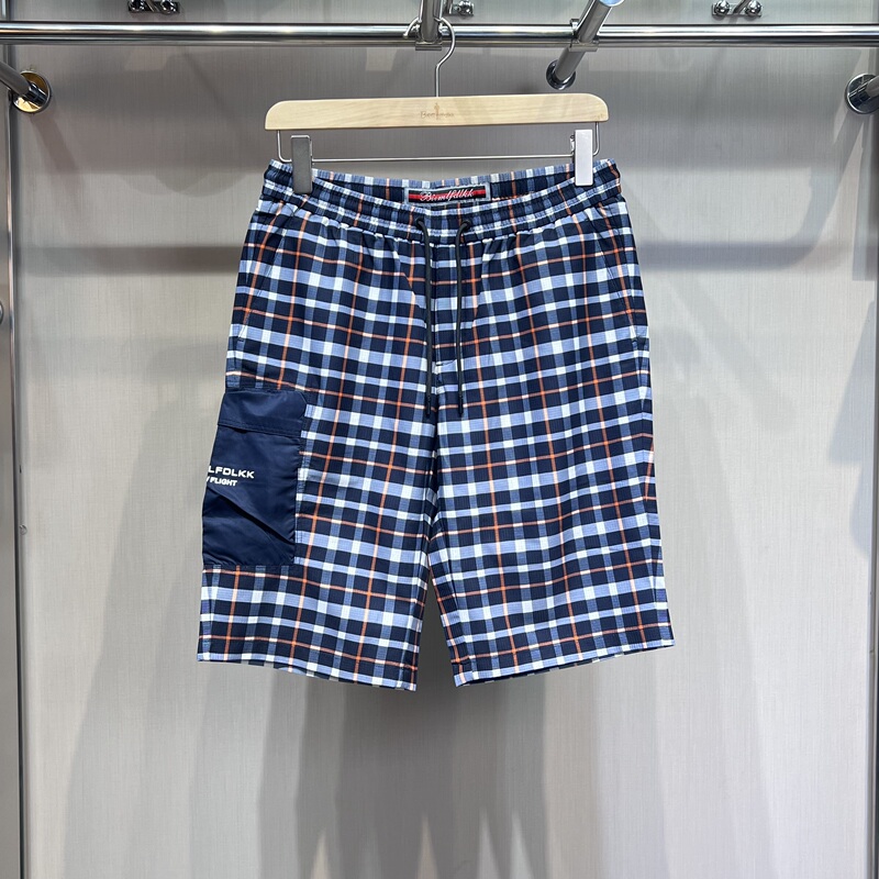 [Korean Fabric] Biyinlefen Men's Clothing Store's New Summer Product: Plaid Quick-Dry Elastic Waist Shorts