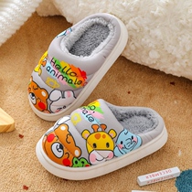 Boy cotton slippers in the big boy anti-skiing cartoon autumn winter thick soles on shit sensitive children to warm boys and girls home shoes