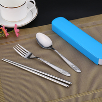 Portable cutlery student travel with your stainless steel chopsticks spoon fork with three sets of cutlery box sets environmentally friendly
