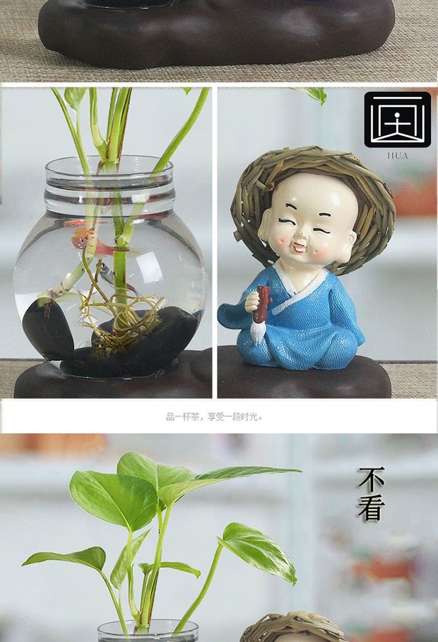 Thủy tinh trang trí sáng tạo dễ thương cặp đôi dễ thương nhà sư bình hoa chèn trang trí văn phòng nhà hoa nhỏ - Vase / Bồn hoa & Kệ thùng trồng cây