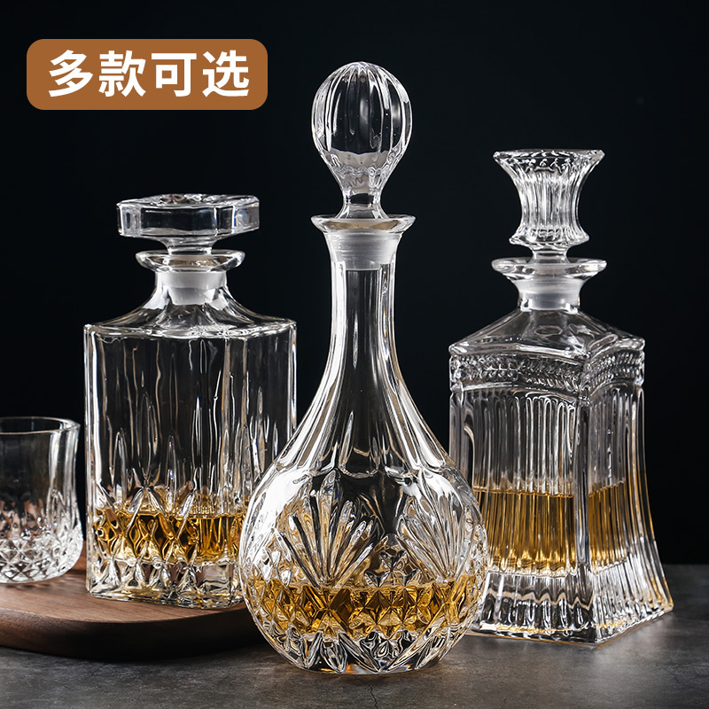 Crystal wine bottle glass foreign wine bottle red wine bottle white wine bottle whiskey empty bottle wine bottle decoration wine storage bottle decanter