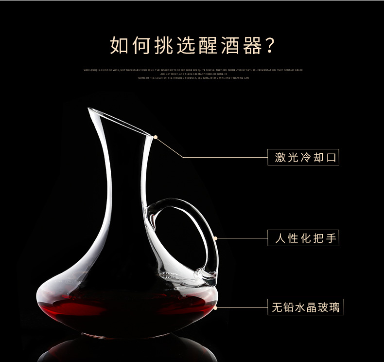 Decanter với xử lý rượu vang rượu vang decanter rượu chì tinh thể thủy tinh miễn phí 1800 ML lớn