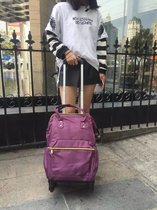 Korean Version Double Shoulder Oxford Cloth Tie Rod Backpack Universal Wheels Large Capacity Foldable Shopping Bag Ultra Light Suitcase Boarding