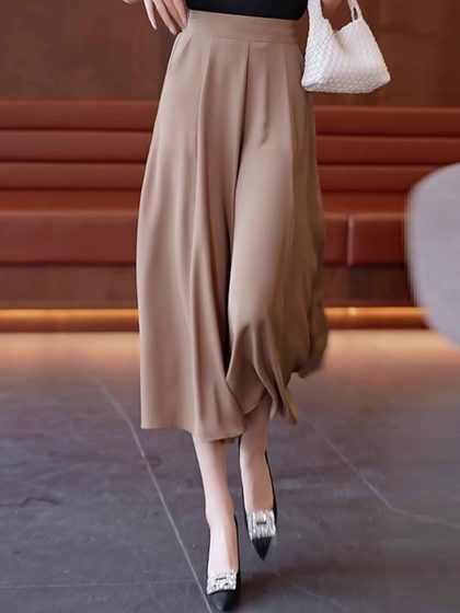 清仓捡漏~休闲冰丝七分阔腿裤女夏季薄款宽松高腰垂感妈妈裙裤子