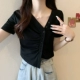 Черная футболка [Commuter/French/Landom Style/Niudience Design/Hongkong Style Retro Chic/нежный/модный и красивый/соляный сериал/Стиль богини-темперамента/Корейский сериал]