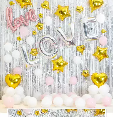 Rain silk curtain pull flower color belt Children's birthday party background wall decoration Balloon birthday arch decoration color strip tassels