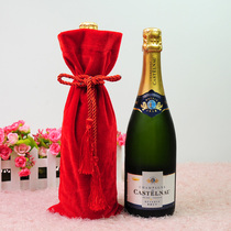 Gold velvet wine bottle cover blind tasting bag champagne wine cover big red wedding bottle decoration