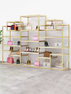 Shoe store shoe bag display rack clothing mall live broadcast children's shoes shop multi-layer floor shelf free combination aluminum alloy