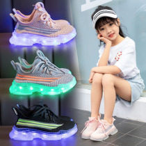  Next alice girls  sports shoes 2020 spring and autumn new casual mesh breathable middle and large childrens shoes with lights tide
