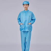 Синий топ с воротником-стойкой + брюки + шапка