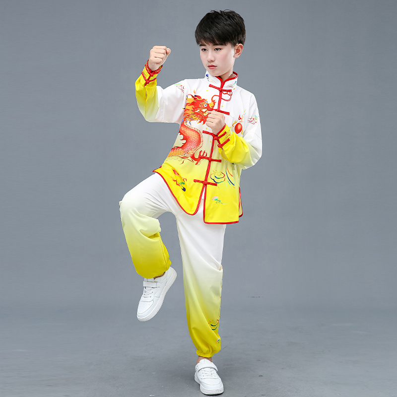 Children's martial arts training clothes gradient digital printing Tai Chi clothes adult adult college growth short-sleeved competition special