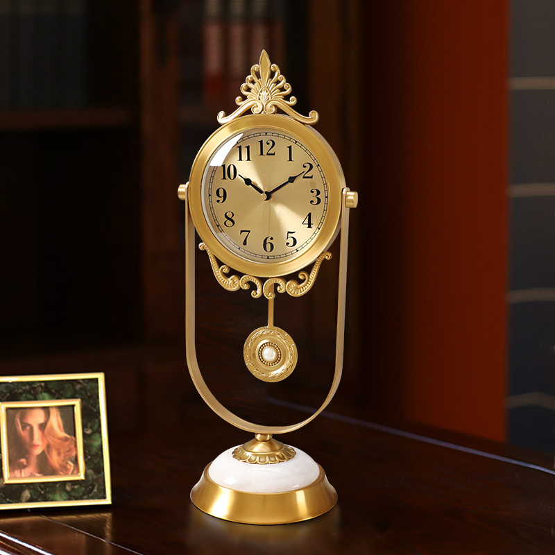 European Brass Bell Household Desktop Clock Light Clock Light and Creative Quarter Clock